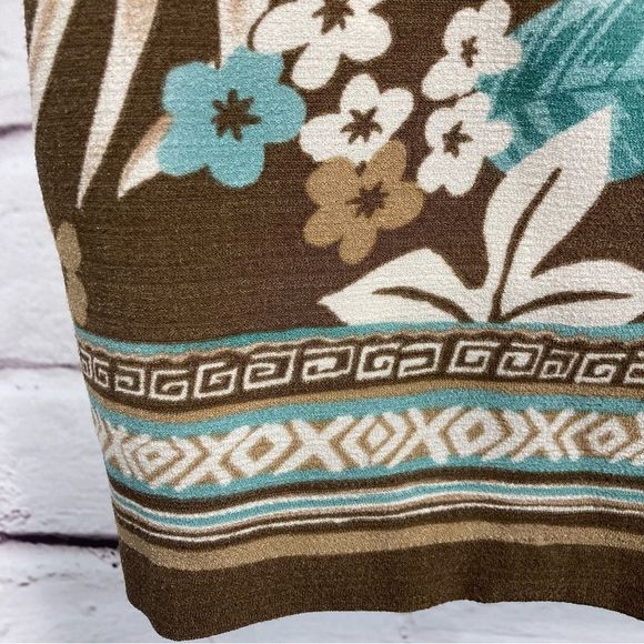 Alfred Dunner Boxy Collard Brown Floral Button Up Short Sleeve Top SZ 14P EUC - Picture 5 of 8